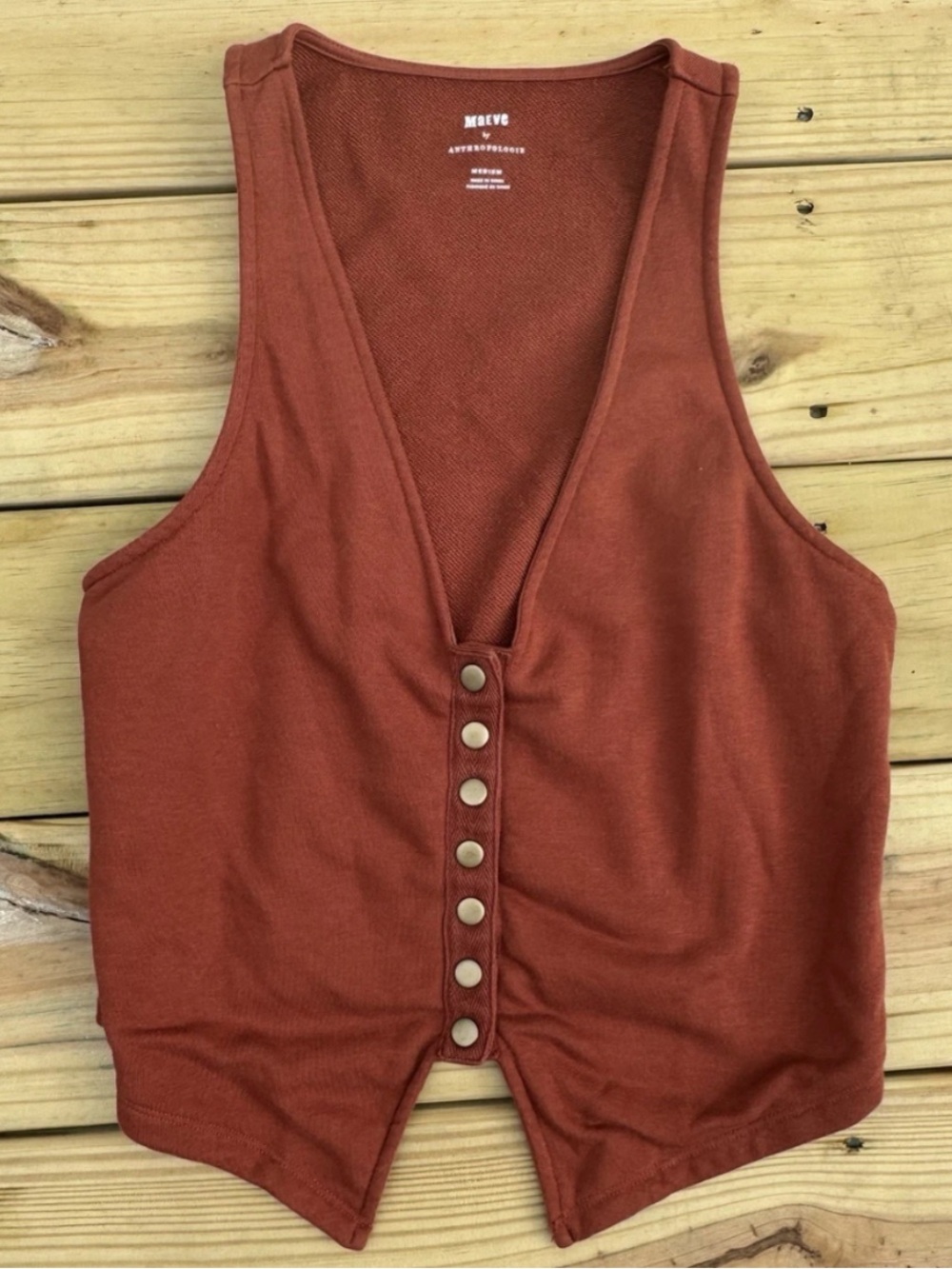 Anthropologie Rust Button-Front Tank